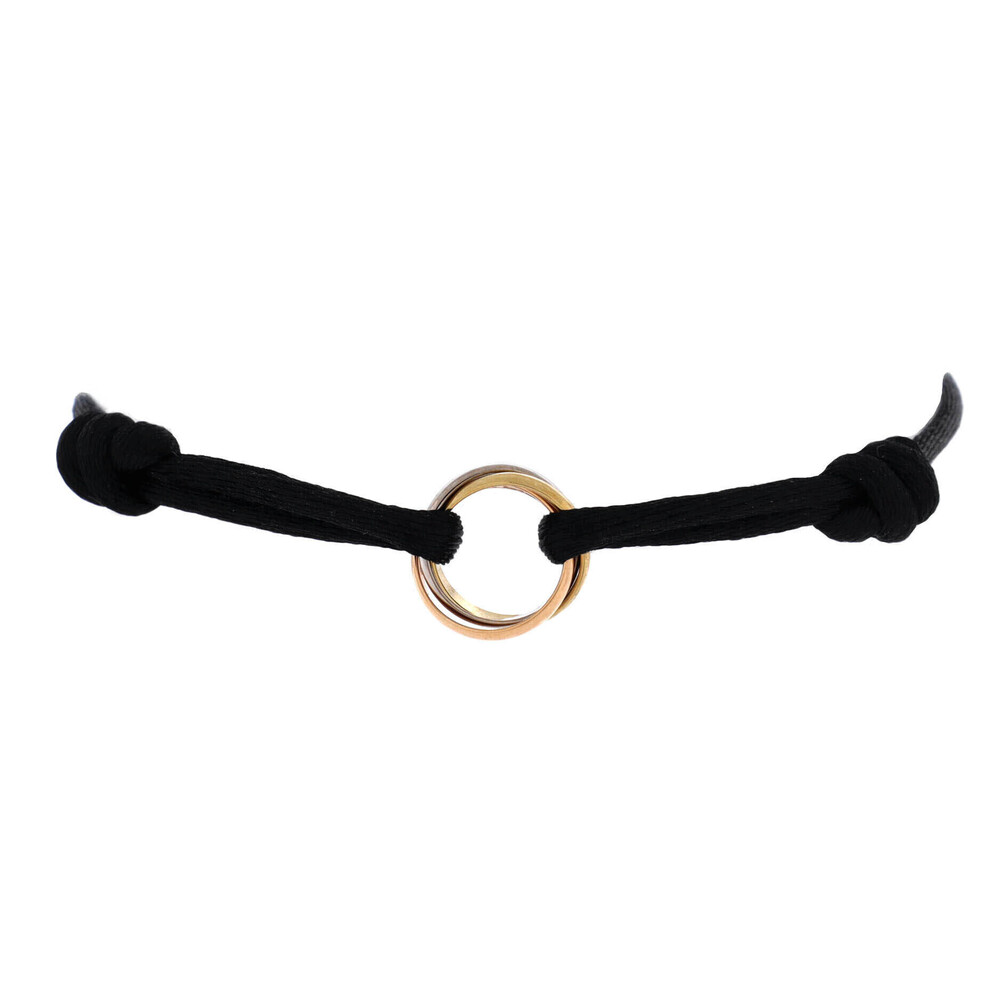 Cartier Trinity On Cord Bracelet Silk Cord with 18K Tricolor Gold